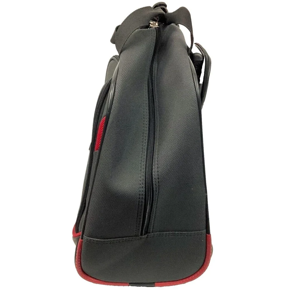 Samsonite Rolling Laptop Bag - Black/Red - Carry Handle + Pull-Along - EUC!